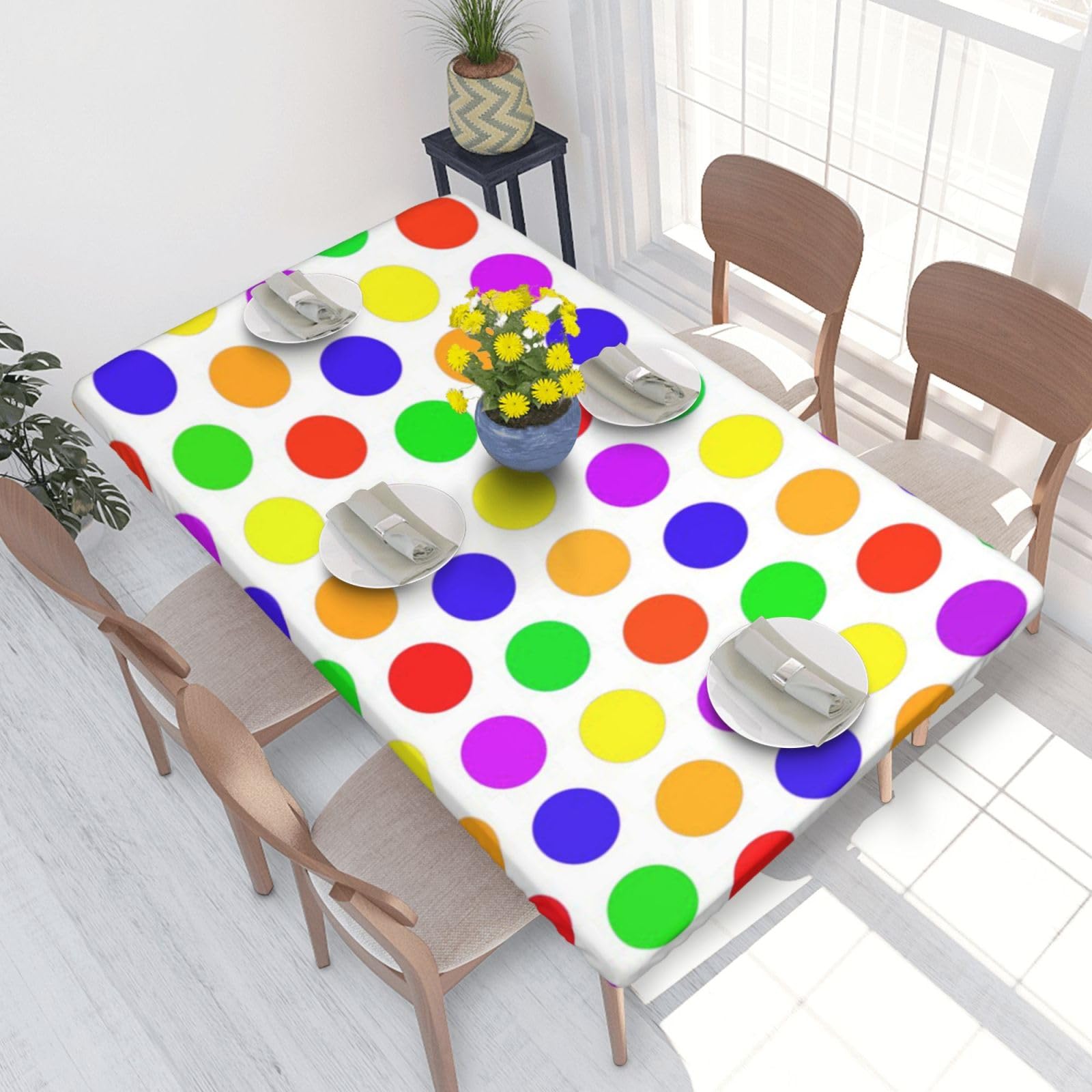 BNVSADC Beautiful Polka Dot Printed 4FT Tablecloth 122x76 CM Polyester Kitchen Water Resistant Table Cloth Dining Table Decoration Table Covers