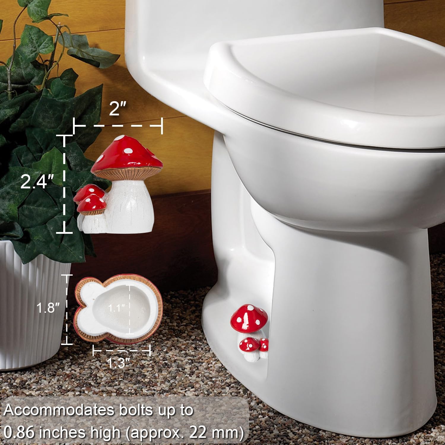 Mushroom Toilet Bolt Covers Decorative Toilet Screw Cover Caps Mushroom Bathroom Decor Cute Red Floor Bolt Caps Bottom Floor Knob Accessories Cottagecore Home House, Easy to Install 2pcs