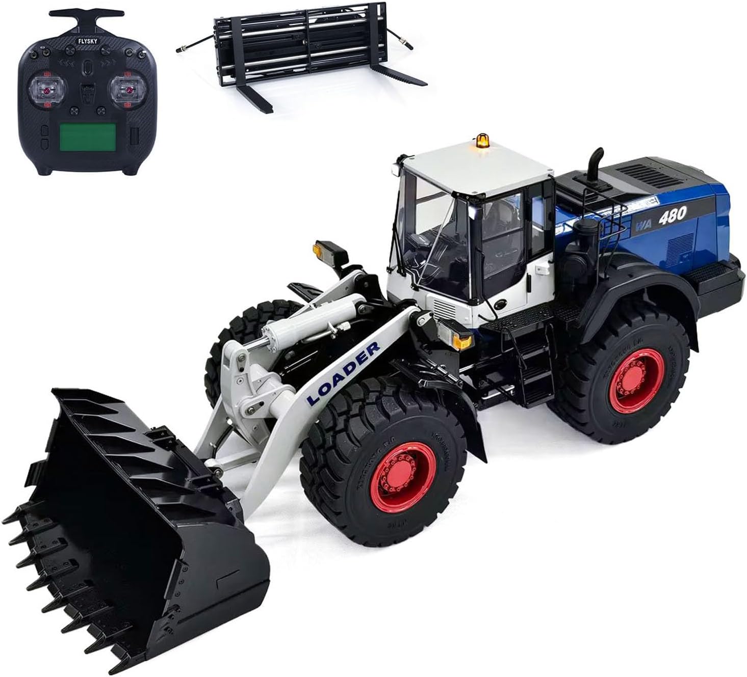 TOUCAN RC HOBBY 1/14 Metal RC Hydraulic Loader WA480 Heavy Duty Construction Vehicle with Diff Lock Axles Quick Coupler Fork ST8 Light Sound