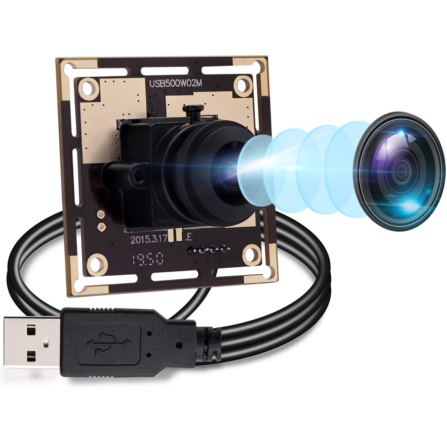 5 Megapixel USB Camera Module with 170 Degree Fisheye Lens Wide Angle HD 2592X1944 USB Webcamera wit