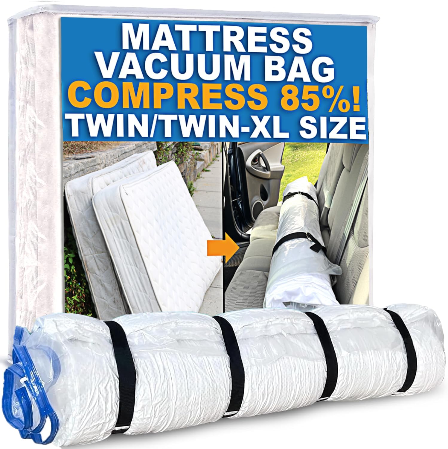 Vacuum Sealable Mattress Bag for Memory Foam Mattresses, Compression and Storage for Moving and