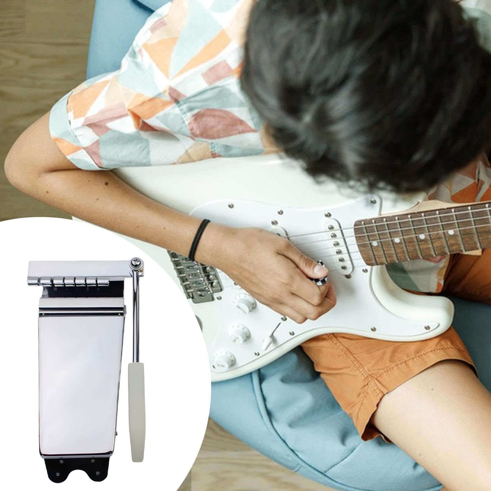 TISHITA Tremolo Bridge für LP E Gitarre Vibrato Tailpiece Arm Aus Messing mit Stabile Bauweise für Gitarristen Musikproben, Silber