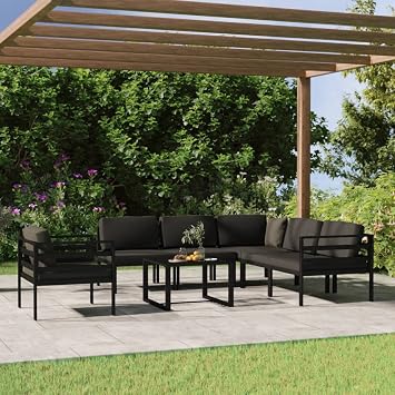 Patio Furniture Set Modular Outdoor Garden Chairs, Rectangular Conversation Piece for Balcony, Table Sets for Small Outside Spaces