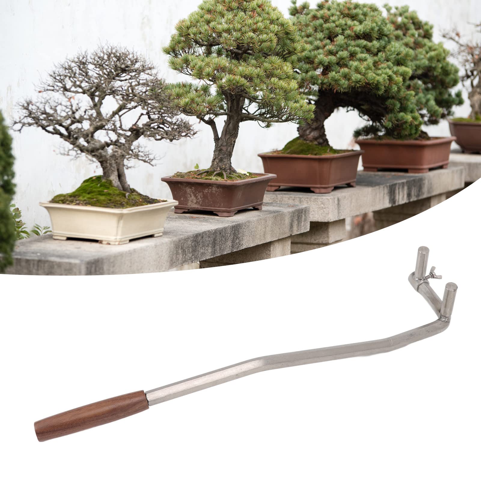 Zerodis Herramienta de Doblado de Ramas de Bonsái, Dobladora de Ramas de Bonsái de Acero Inoxidable de Nogal Herramienta Profesional de Bonsái para Bonsái Pequeño (M14)