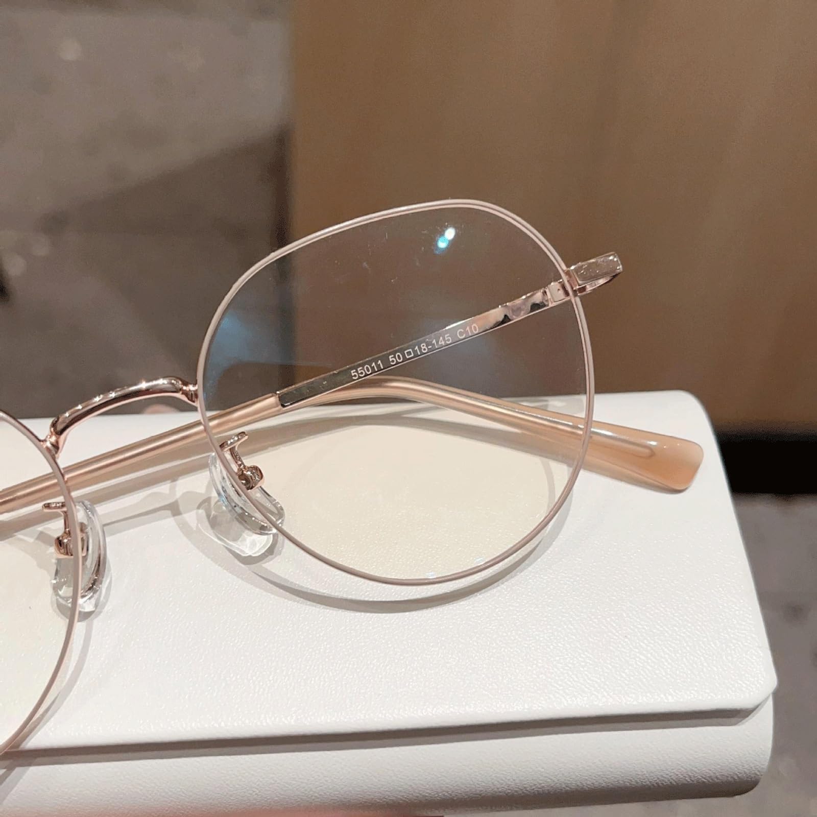 Monturas de Gafas de Metal, Gafas poligonales for Ordenador, Gafas sin Receta con Bloqueo de Metal, con Almohadillas for la Nariz, Ajuste cómodo(Gold)