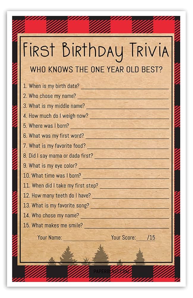 amazon-com-lumberjack-first-birthday-trivia-party-game-home-kitchen for First Birthday Trivia Free Printable Amazon.com: Lumberjack First Birthday Trivia Party Game : Home & Kitchen for First Birthday Trivia Free Printable
