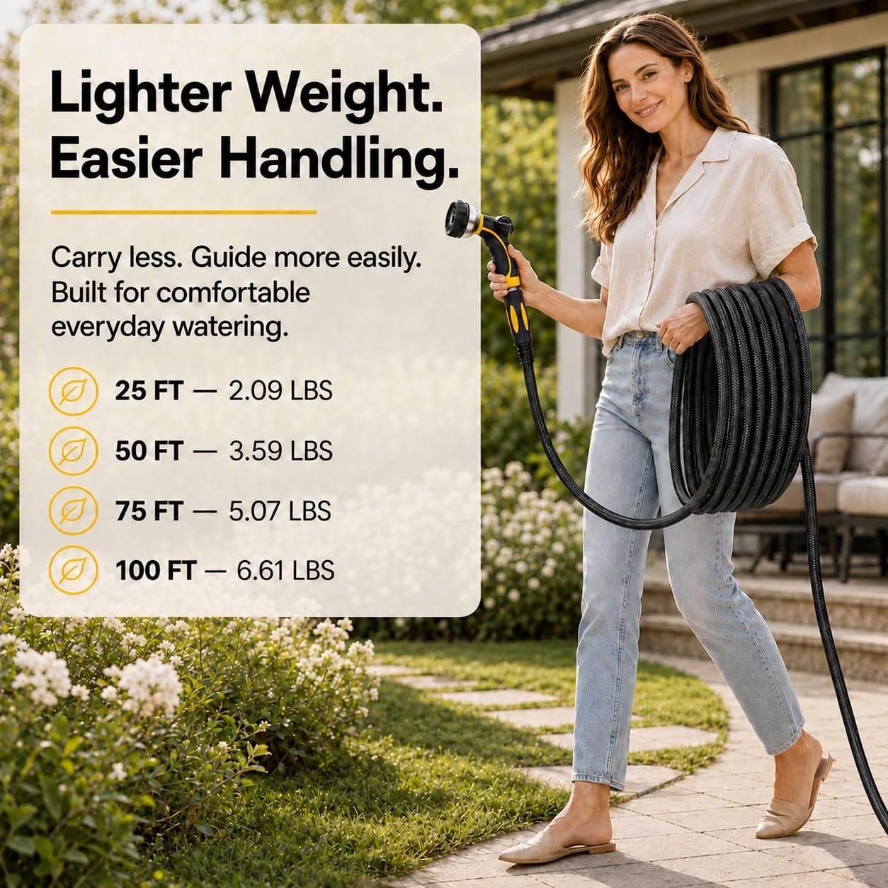 TheFitLife Tubo da giardino da 1,5 m, resistente, leggero, senza pieghe