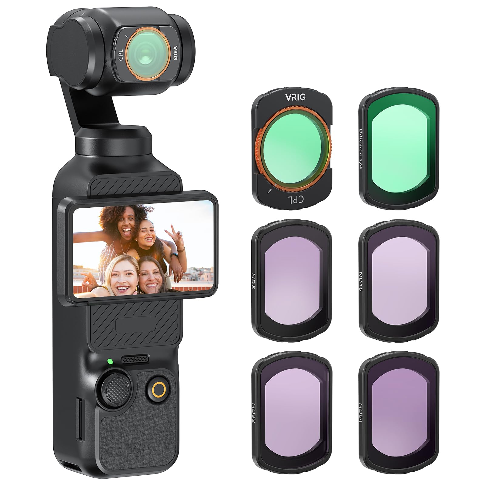 VRIG HD CPL 1/4 ND8 ND16 ND32 ND64 Filter Set Compatible with DJI Osmo Pocket 3 Creator Combo Accessories,Magnetic Attachment, Thin and Stackable (6