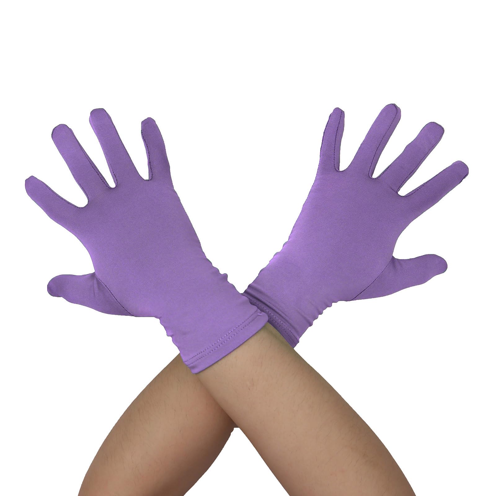 Howriis Men's and Women's 9'' Spandex Stretchy Short Gloves Full Finger Wrist Length Halloween Costume Party Gloves (Lavender, 24cm)