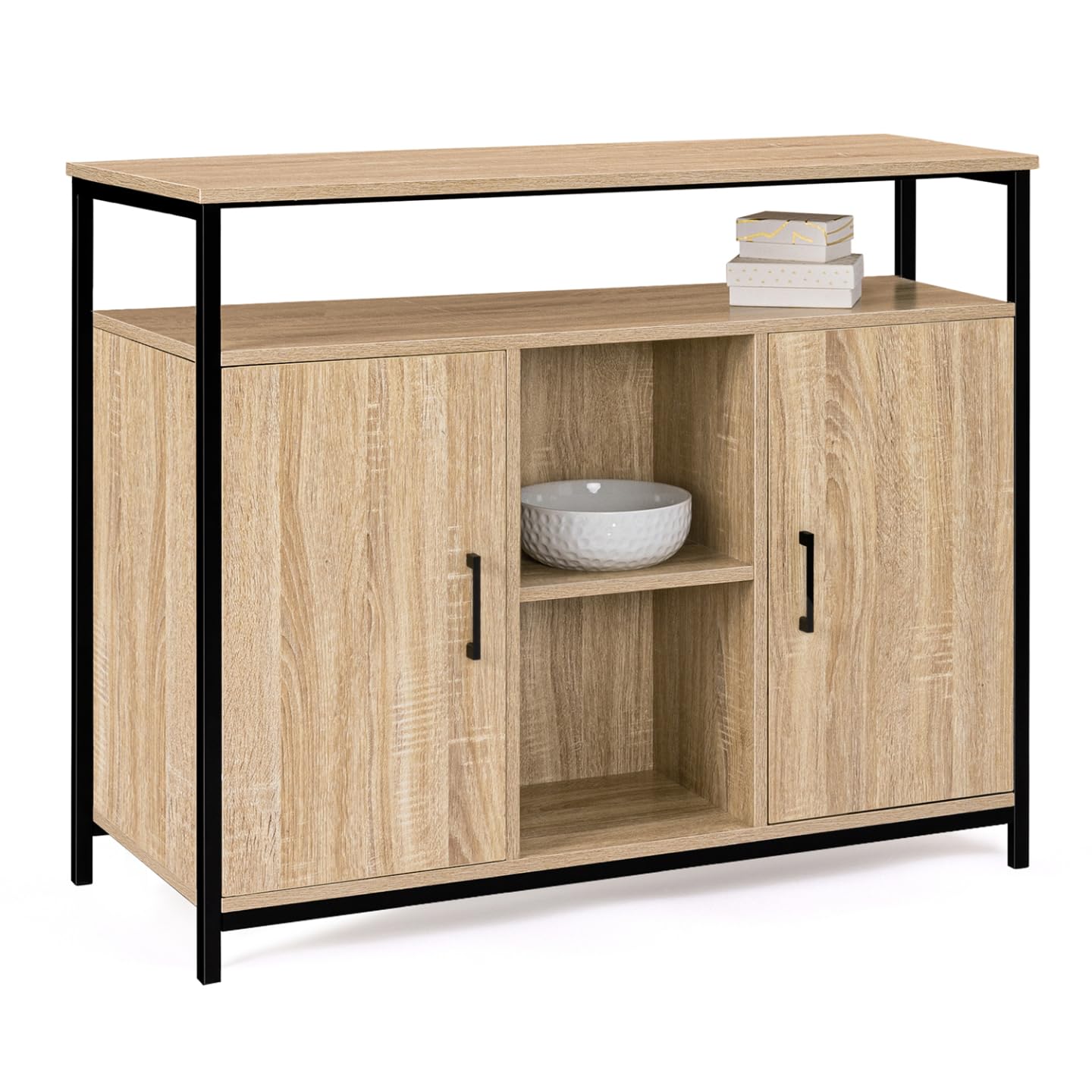 IDMarket - Aparador de 2 Puertas de 100 cm Detroit con estantes de diseño Industrial