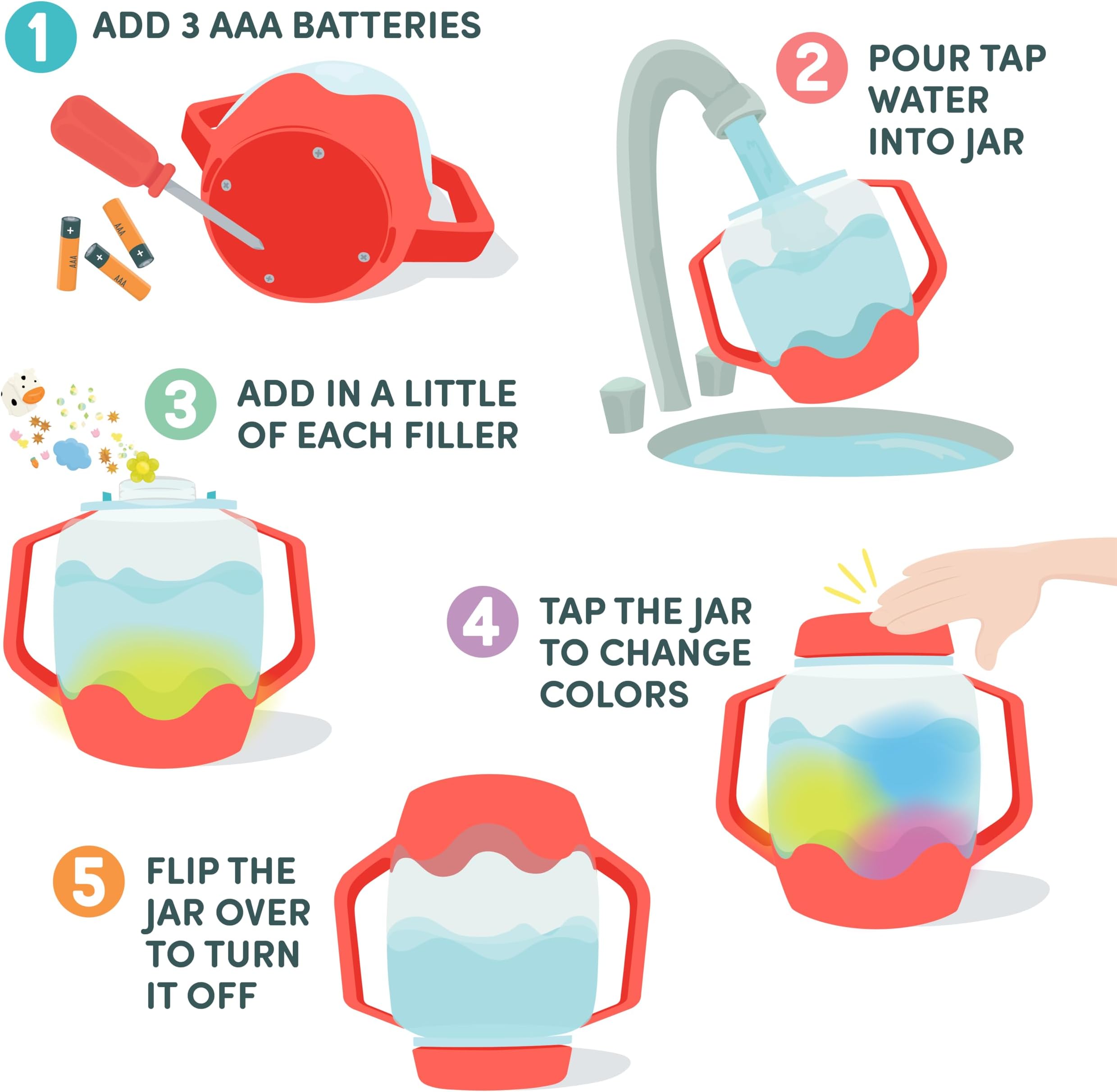 Glo Pals Play Pack Bundle with Sensory Play Jar, Water-Activated Light-Up Cubes, and Fun Fillers - Sensory Toys for Toddlers - Sensory Toy Kit with Light Up Cubes for Bathtub - Barnyard Blast