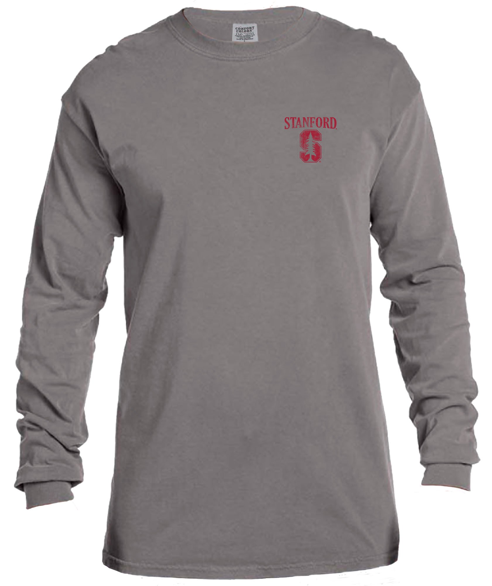 NCAA Stanford Cardinal Vintage Poster Comfort Color Long Sleeve T-Shirt, Small,Grey