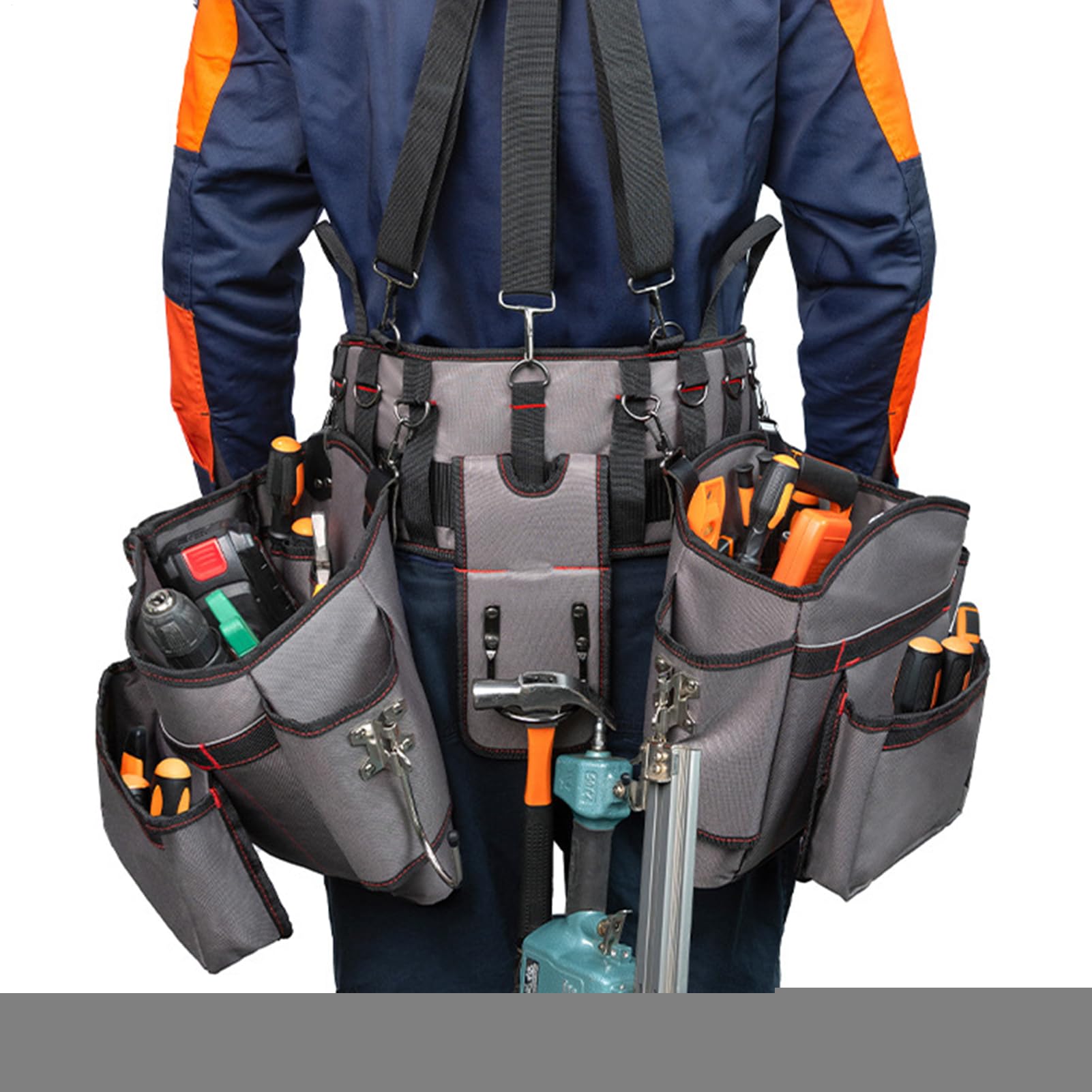 Cinturón Carpintero Portaherramientas Chaleco Organizador Multiusos | Chaleco De Herramientas Resistente Con Tirantes Para Electricistas, Construcción, Jardinería, Exterior E