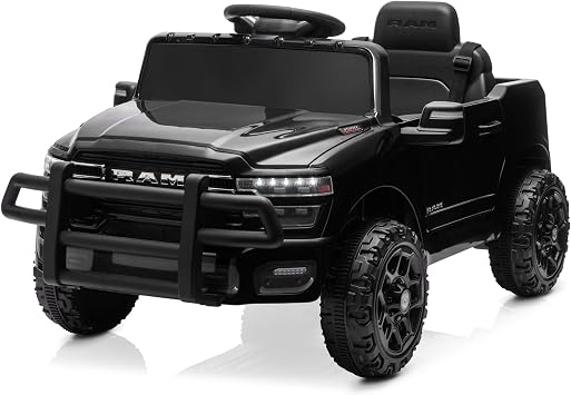 Kidzone Licensed Ram 3500 Ride On Truck for Kids 3-6 Years Old, Black