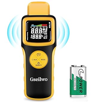 Gseilwo Pin&Pinless Wood Moisture Meter Digital Moisture Detector for Lumber Drywall Firewood Masonry Woodworking Plaster Floor Concrete Building with LCD Display Sound Alarm