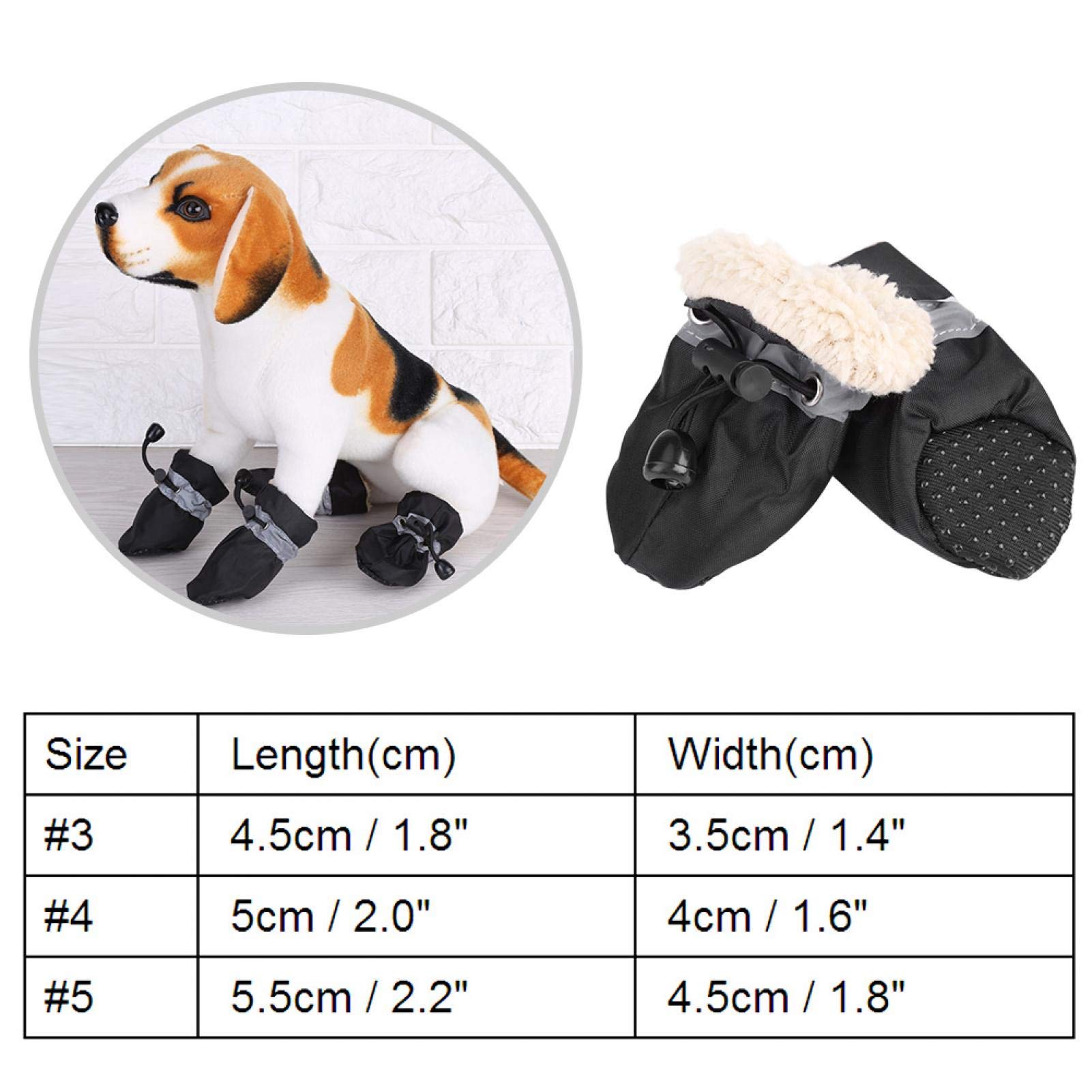 4Pcs/Set No Slip Pet Dog Shoes Boots with Soft Cotton Dog Socks Soft Cotton Padded Pets Protector for Indoor and Outdoor(3-Black)