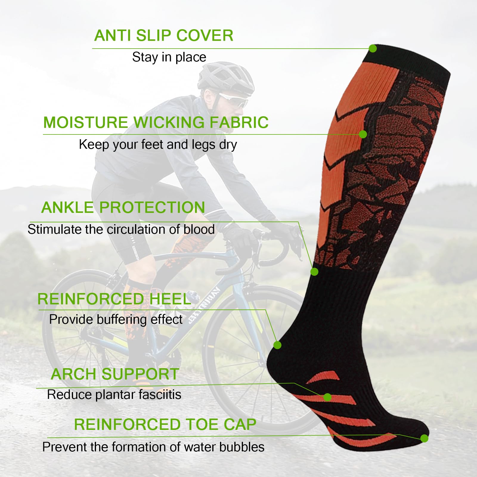 6 Pares Medias de Compresión Mujer Hombre, 18-25mmHg Calcetines Compresion, Medias de Compresion Varices, Compression Socks para Deporte Running Avion Viaje Ciclismo