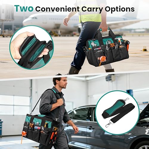 Miniatura 5 de Bolsa de herramientas resistente de 17 pulgadas, caja de herramientas de poliéster 1680D, bolsa de almacenamiento, bolsas de herramientas de