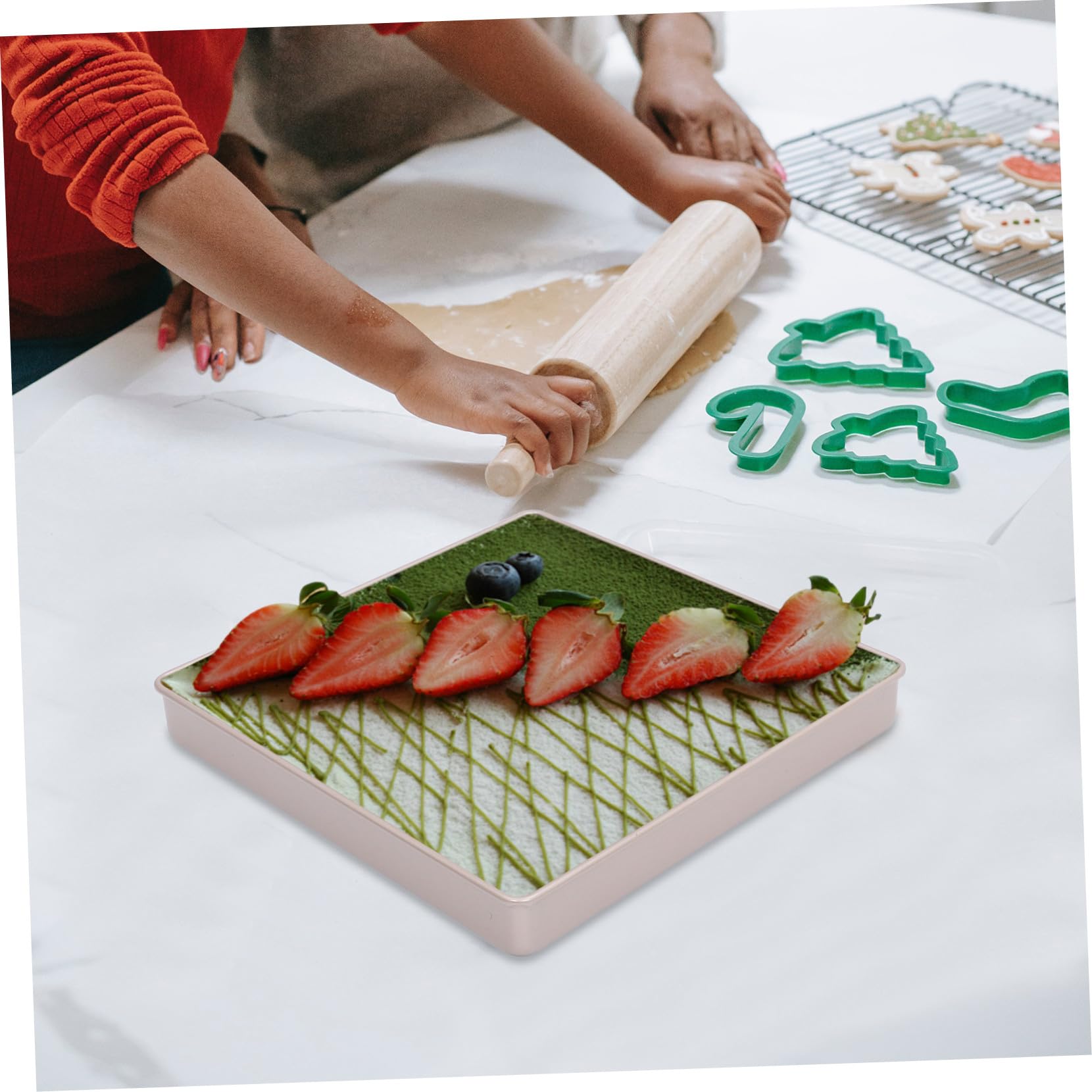 Mikinona Teglia Quadrata in Acciaio al Carbonio Teglia da Forno Antiaderente Dorata Resistente Alte Temperature per Dolci Pizza e Lasagne per Feste e Uso Professionale