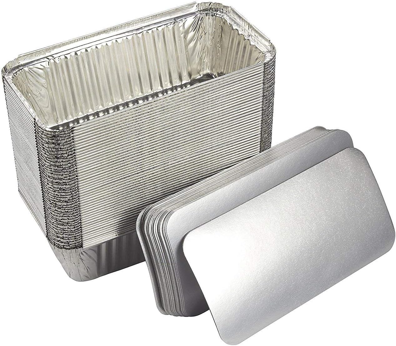Ezkart 50 Pk |Pack Of 50| Strong Quality Aluminium Disposable Reusable Foil Food Containers With Lids Is A Versatile And Convenient Solution For Storing And Serving Food No. 6A (, 20X11.5x5.5 Cm)