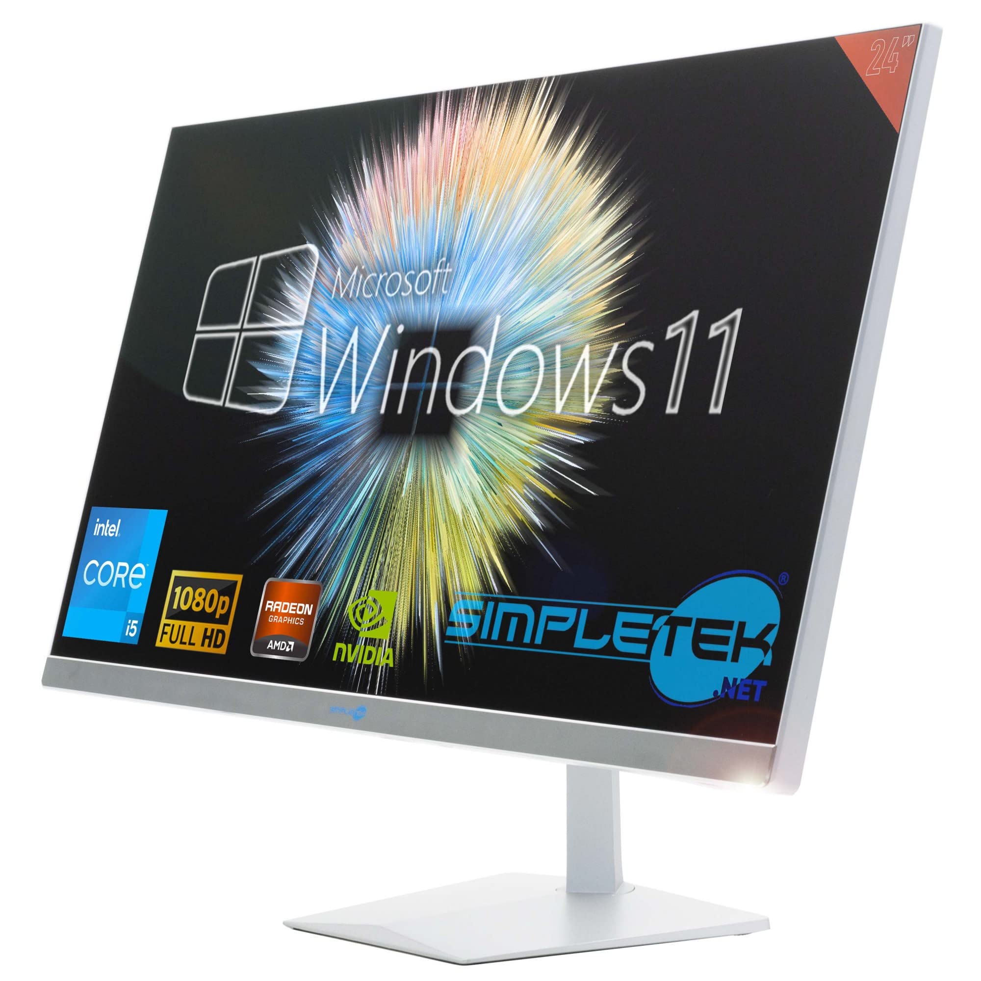 SIMPLETEK - PC All in One 24" FHD 60Hz Core i5 Fino 3.2GHz Windows 11 | Tarjeta gráfica dedicada Radeon RX550 4GB | 16GB RAM SSD 960GB