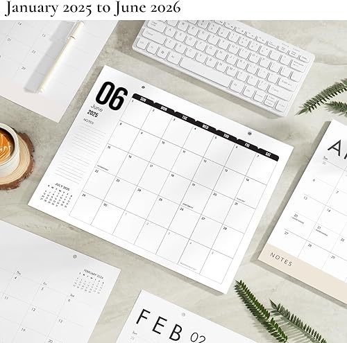 Miniatura 7 de Calendario magnético vertical en blanco y negro para refrigerador 2024-2025  13.5 x 11 pulgadas, calendario minimalista de 18 meses para nevera para