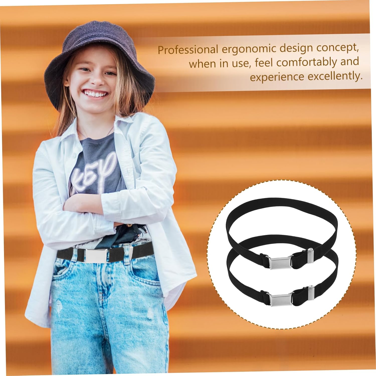 2pcs Boys Girls Elastic Belt Adjustable Waistband Pants for Boys and Girls Buckle Belt for