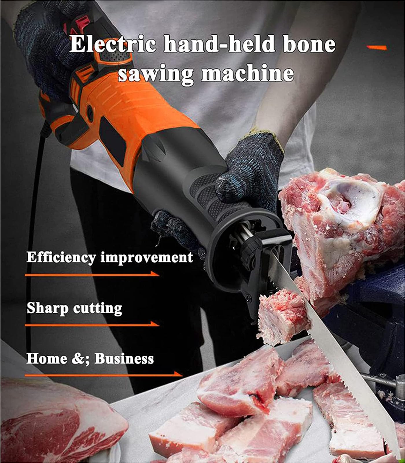 Sierra para Huesos eléctrica Alternativa Máquina cortadora de Sierra para Huesos portátil con Hojas de Sierra Cortador de Carne Alternativo multifunción para Cortar Huesos de Carne congelada Chuleta