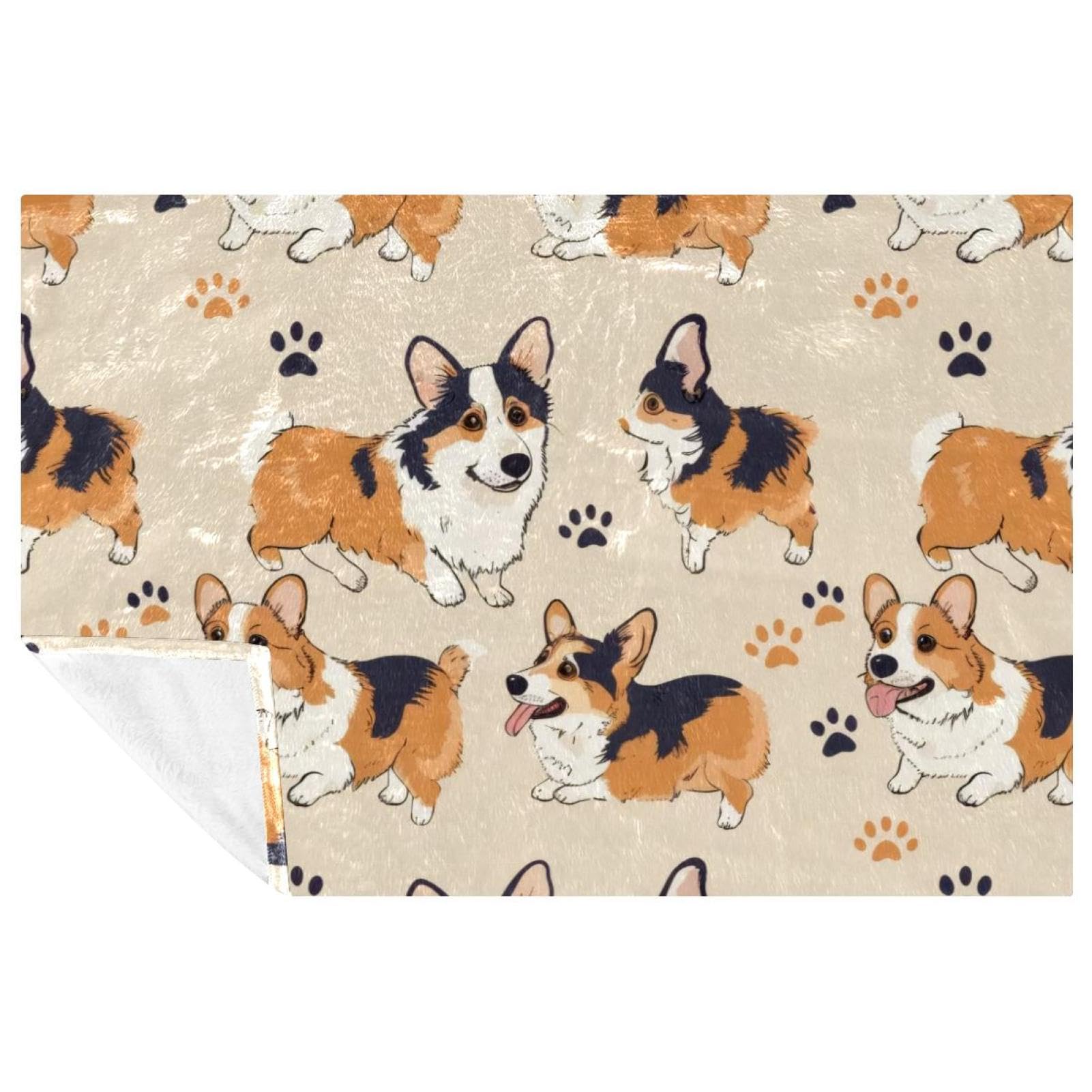 Couverture Corgi douce chaude et confortable - Plaid de lit et camping 150 x 100 cm
