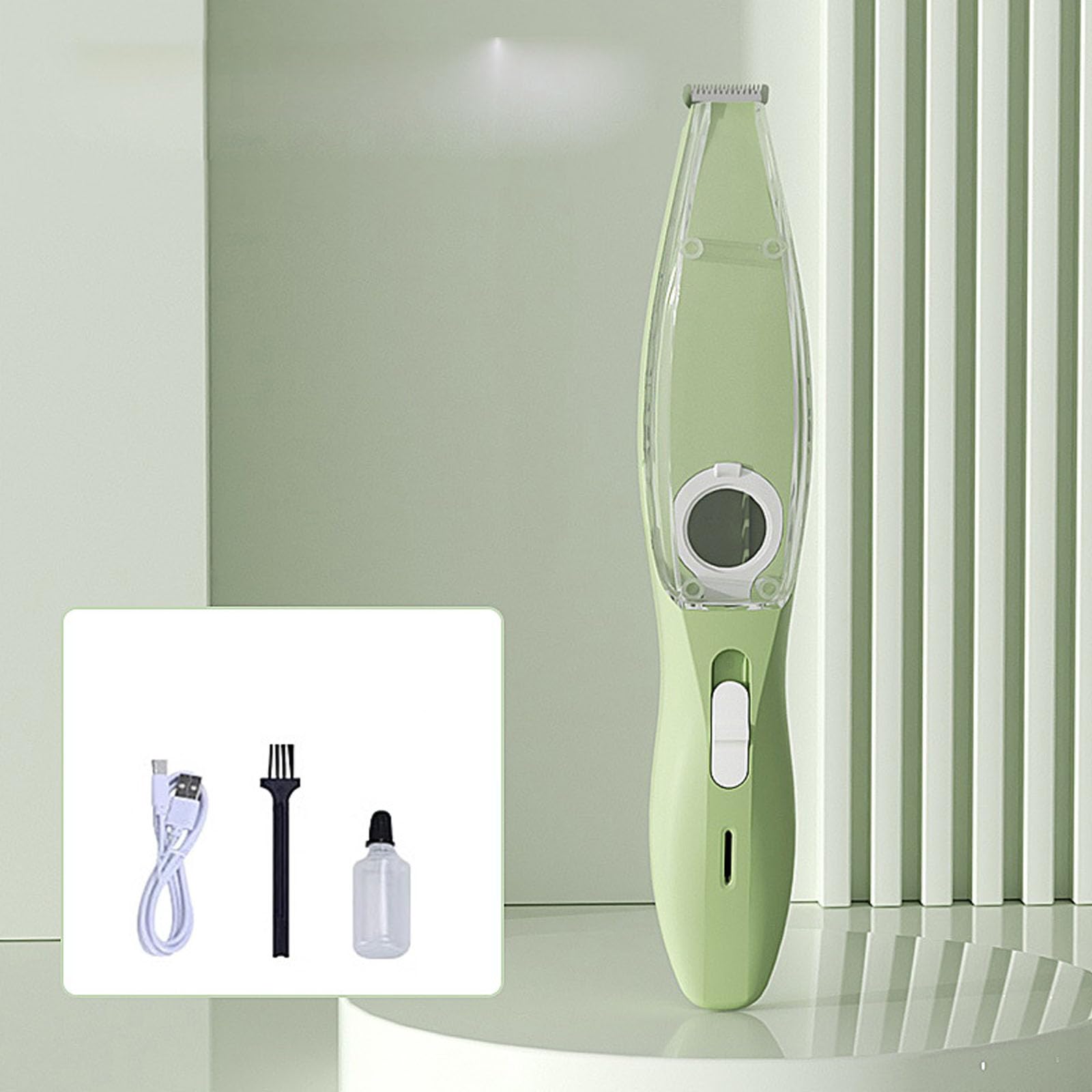 Tagliacapelli per Toelettatura di Piccoli Animali, Kit per Toelettatura per Cani con Forte Aspirazione, Tagliacapelli A Basso Rumore per Gatti E Cuccioli, Elettrico E Senza Fili,Verde