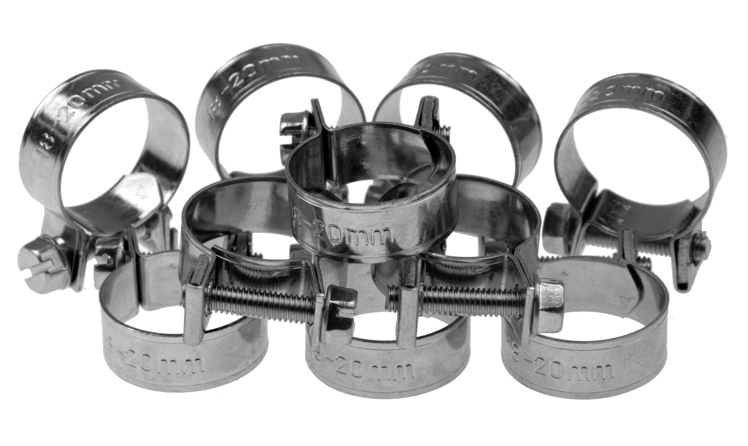 Alkan Schlauchklemmen Sortiment 58-tlg 17-24 mm Schraubschellen | Rundziehende Schraubschellen und Mini-Rohrschellen für Benzinschläuche, Leitungen und Schläuche, sortiert in Box