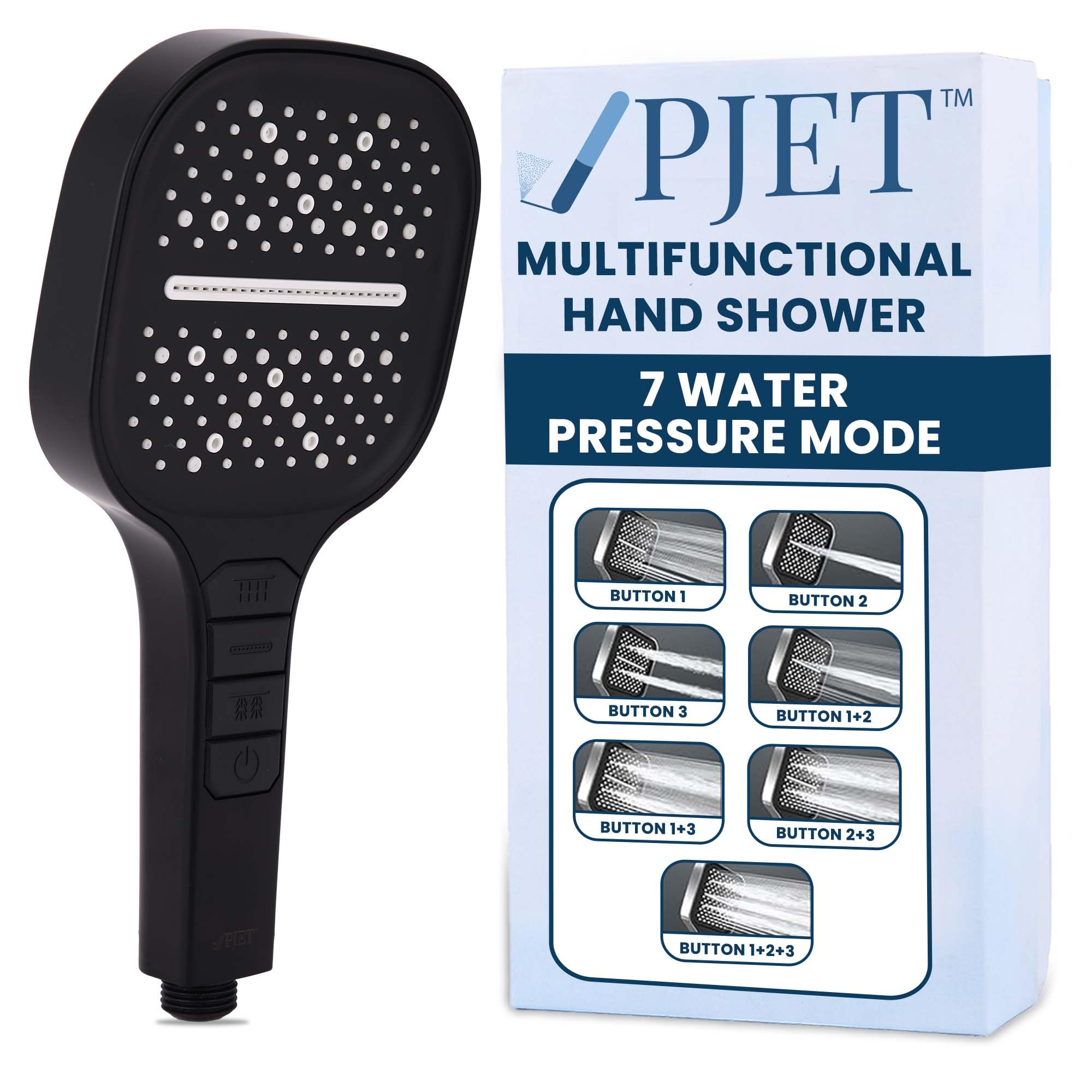 PJET Hand Shower For Bathroom | Multifunctional 7 Mode Bathroom Shower | Silicon Bathroom Hand Shower | Easy Mode Switching | Durable & Long-lasting Handheld Shower (Single-Black) (B0D7HWSHWS) Amazon Price History, Amazon Price Tracker