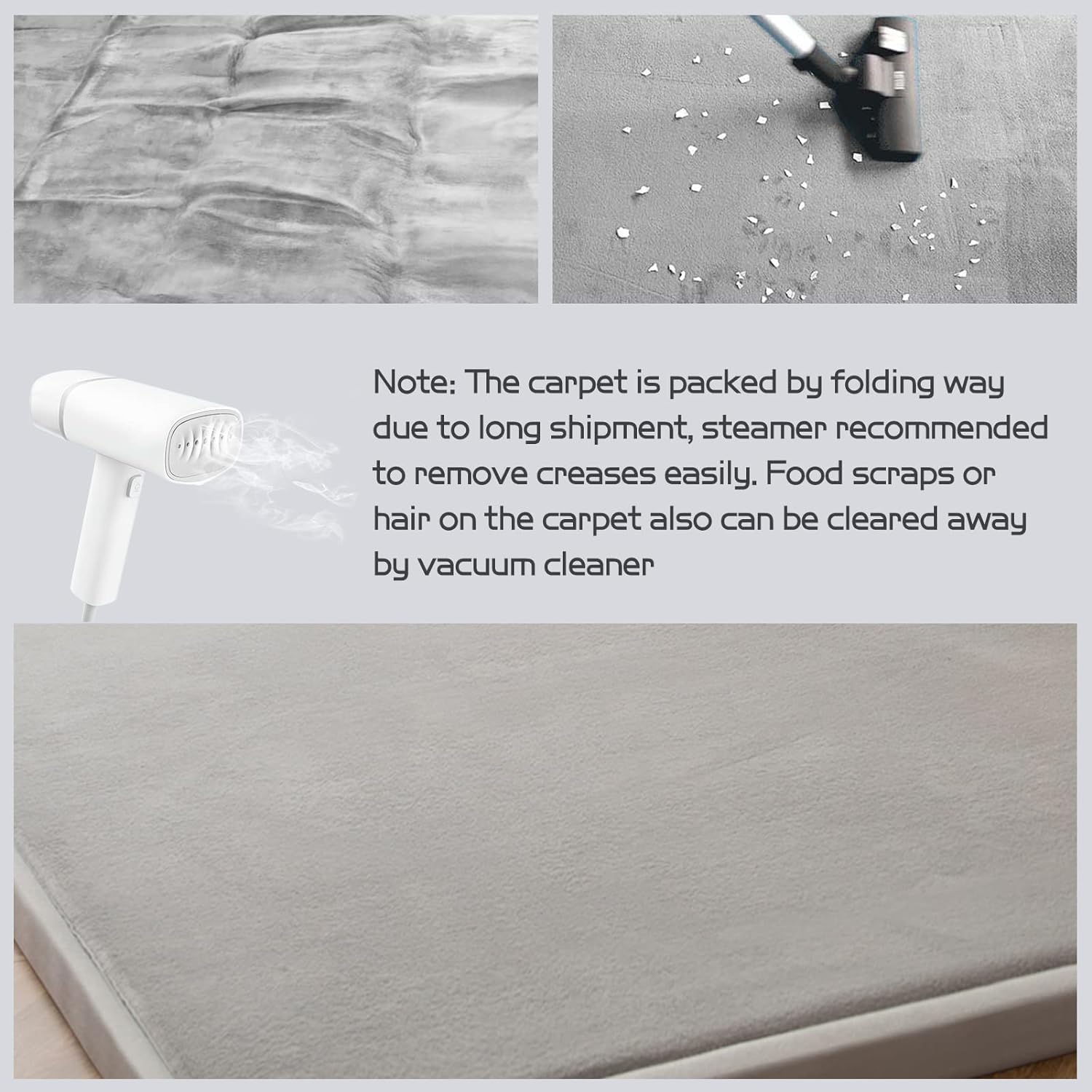 Homodoskey Large Area Rugs for Living Room, Super Soft Coral Velvet Bedroom Carpet with Non-Slip Backing,Weaving Plush Foam Mat for Kids Nursery Room Home Decor Dormitory Yoga (Grey, 2 * 2m)