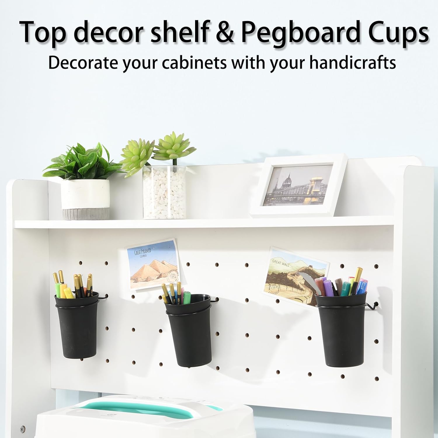 Craft Organization and Storage Cabinet Compatible with Cricut Machines, Craft Table with Storage for Adults, Crafting Desk with Power Outlet,Pegboard, Vinyl Holders