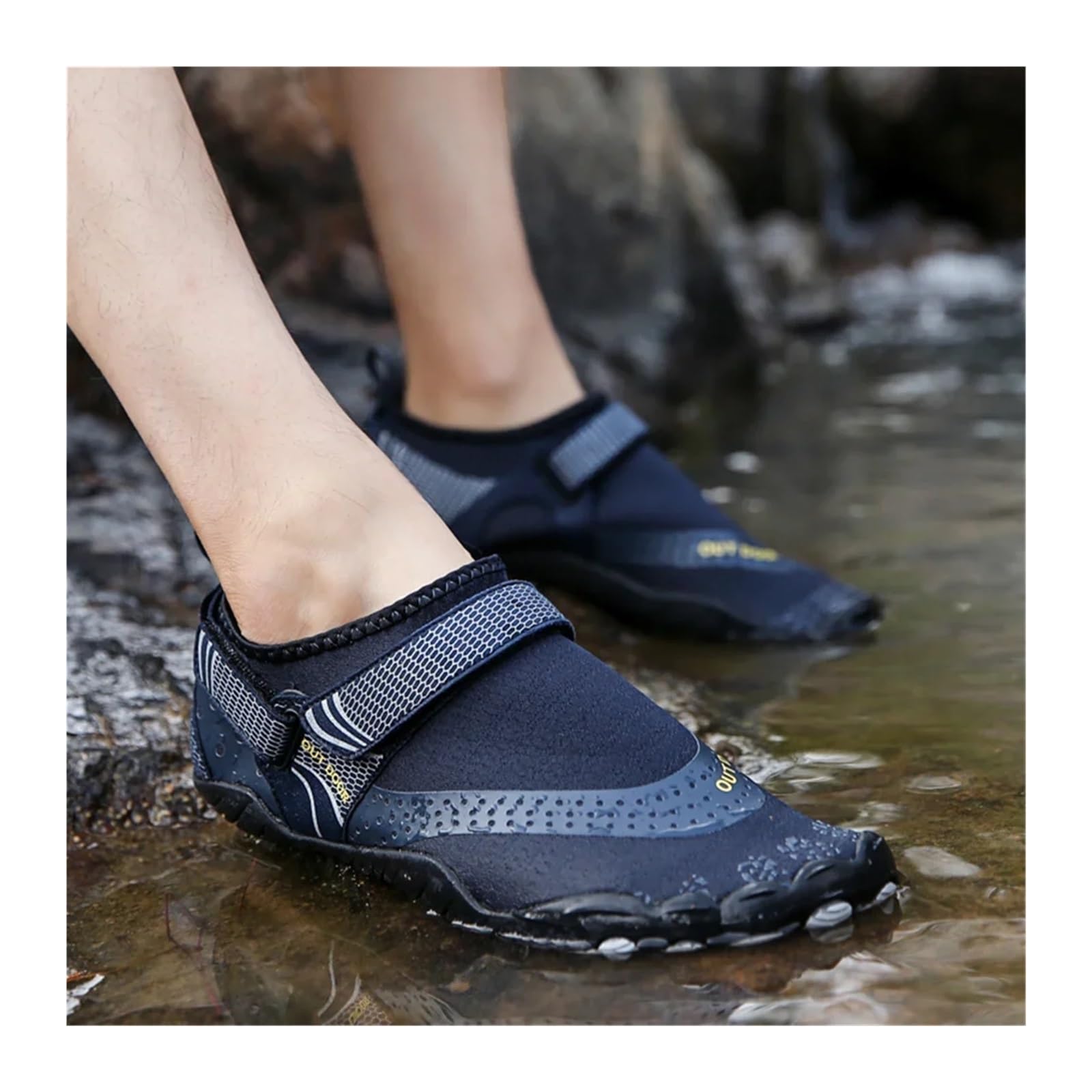 Scarpe Da Acqua Uomo Donna Scarpe da scoglio Scarpe antiscivolo ad asciugatura rapida Nuoto for esterni Scarpe da acqua a piedi nudi Scarpe da ginnastica leggere per Mare e Sport Acquatici(A021-DarkBl