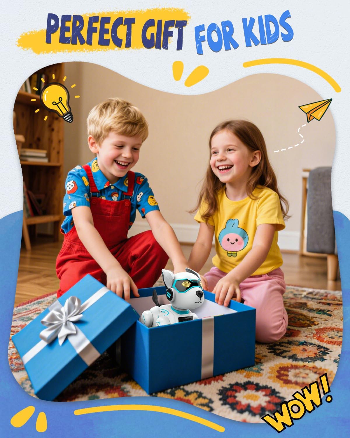 Robot Dog Toy for Kids, Programmable Remote Control Robot Puppy with Voice & Touch Sensors, Dancing & Singing, Animal Sound Imitation, Smart Stunt Robot Pet, Interactive Robotic Dog for Kids (Blue)