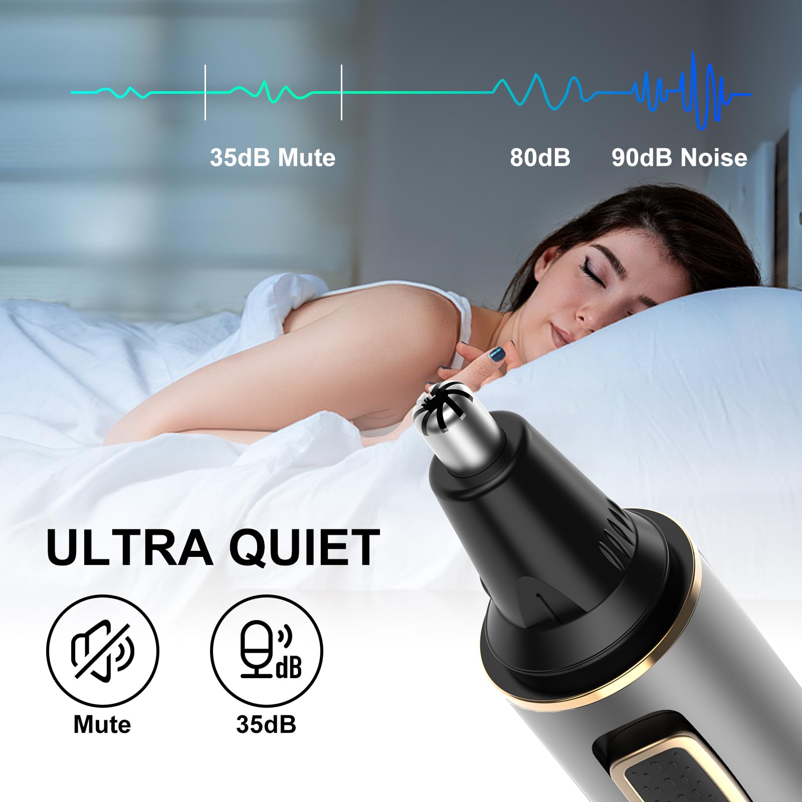 XOOMRSCP Nasenhaartrimmer für Männer, Schmerzloser USB Wiederaufladbarer Nasenhaarschneider, Ohr- und Nasenhaarschneider für Männer, Professioneller Gesichtshaartrimmer mit IPX7 wasserdichten Dual