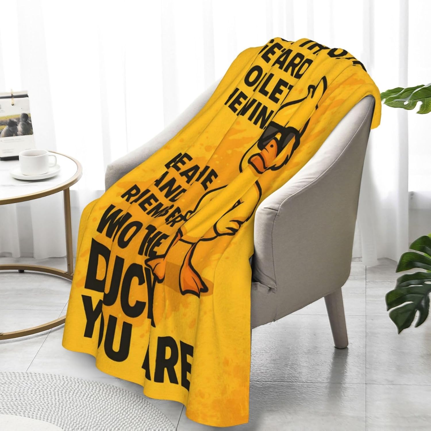 Funny Duck Blanket Inspirational Gifts for Women Girls Kids,60x50inch,Cool Yellow Animal Blankets,Encouragement Throw for Friend,Family,Bedroom,Couch,Living Room,Dorm Birthday Decor Throws