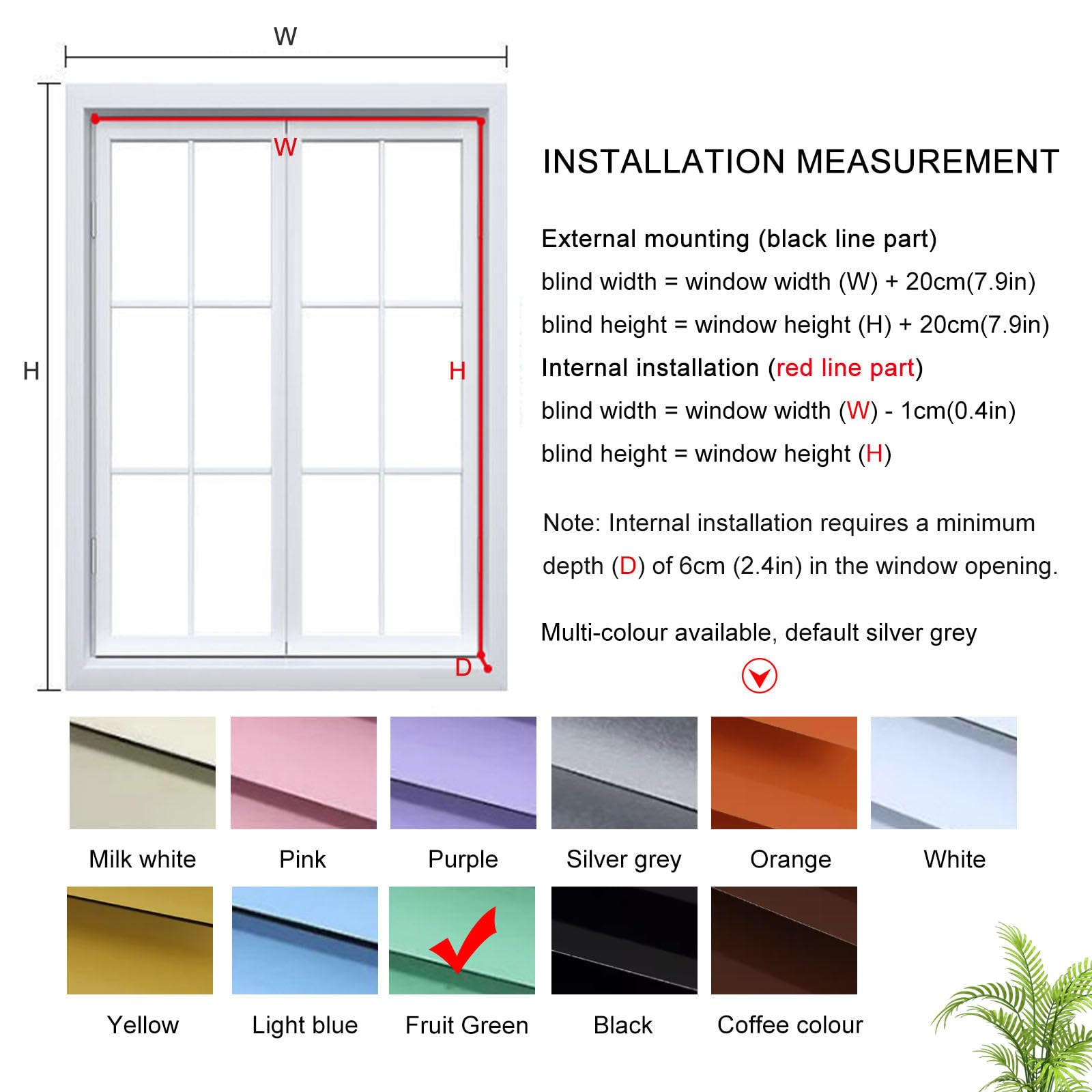 Grüne Jalousie 60/70/80/90/100cm Breit,Metall Aluminium Jalousien Für Fenster,Sichtschutzvorhänge,Verdunkelungs/Wärmeschutz Horizontal Jalousette,25mm Lamellen Jalousetten,W×H-90×140cm(35*55in)