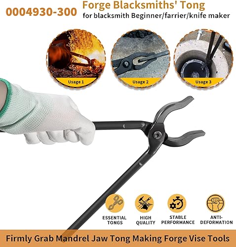 Miniatura 5 de 1.1 libras 0004930-300 Blacksmiths - mandíbulas planas, pinza de pinza de 2 libras, 000811-1000 Hammer Blacksmith juego de herramientas de fragua