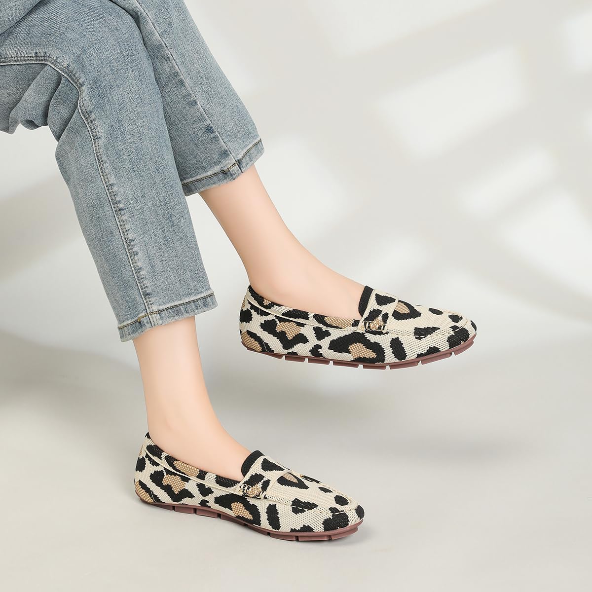 Women's Lightweight Knitted Loafers Casual Flat Shoes Comfortable Boat Shoes Flat Bottomed Breathable Shoes - Image 2