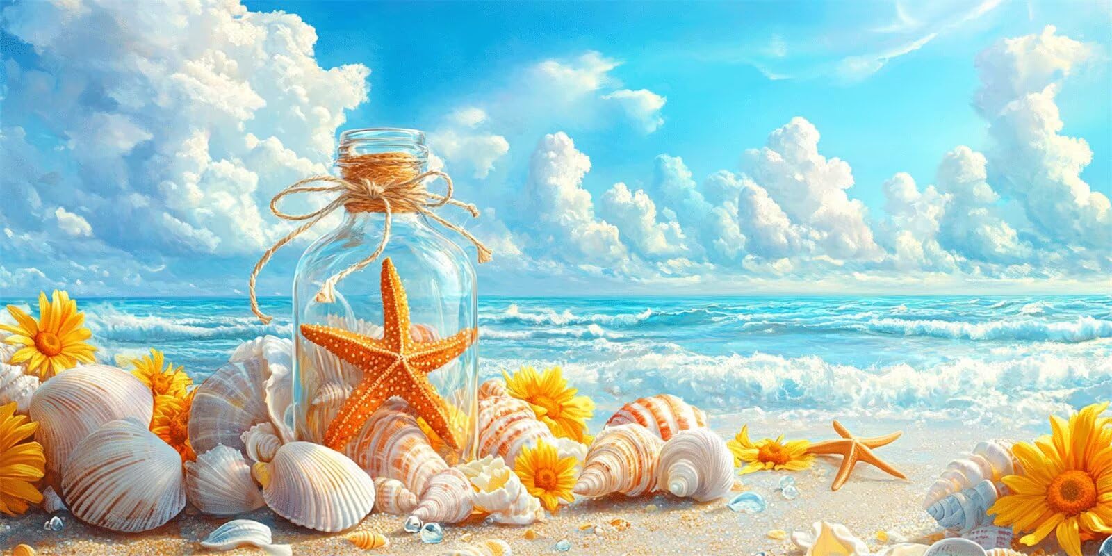 Malowanie diamentami Kompletny zestaw Plaża 60 x 120 cm 5D Diamentowe Malarstwo Duże Dorośli Rozgwiazda Obrazy z koralikami Diamenty Sztuka, Ścieg krzyżykowy Malarstwo do dekoracji ścian Dom Prezent