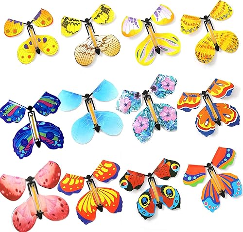 YOKER 12 piezas de hada mágica de mariposa voladora con banda de goma, regalo sorpresa para fiestas, jugar, festivales y cumpleaños