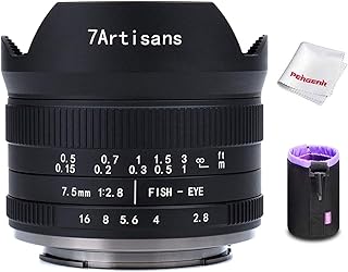 7artisans 7.5mm F2.8 II V2.0 Fisheye Lens with 190° Angle of View, for Olympus Panasonic GM1 GM5 GM7 GX1 GX7 GX8 EPM1 EPM2 E-P1 E-P2 E-P3 E-P5 E-M1 E-M1II E-M5 E-M5II