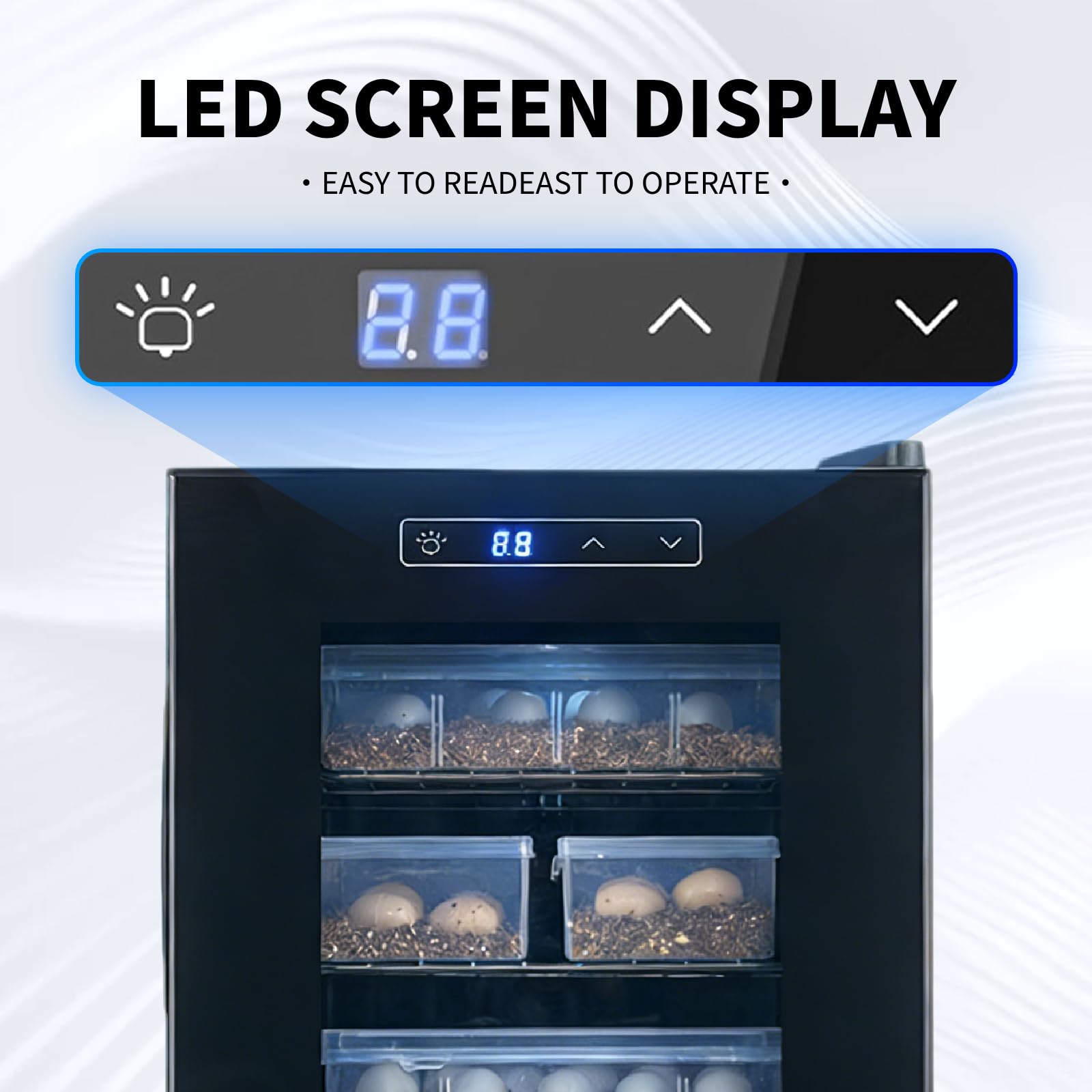 23L/33L/49L Reptilien Ei Inkubator, 10-40℃ Einstellbare Temperatur, Brutautomat Vollautomatisch mit LED-Bildschirm, Lab Incubator für Wasserschildkröten, Eidechsen, Schlangen 33L(8.7GAL)