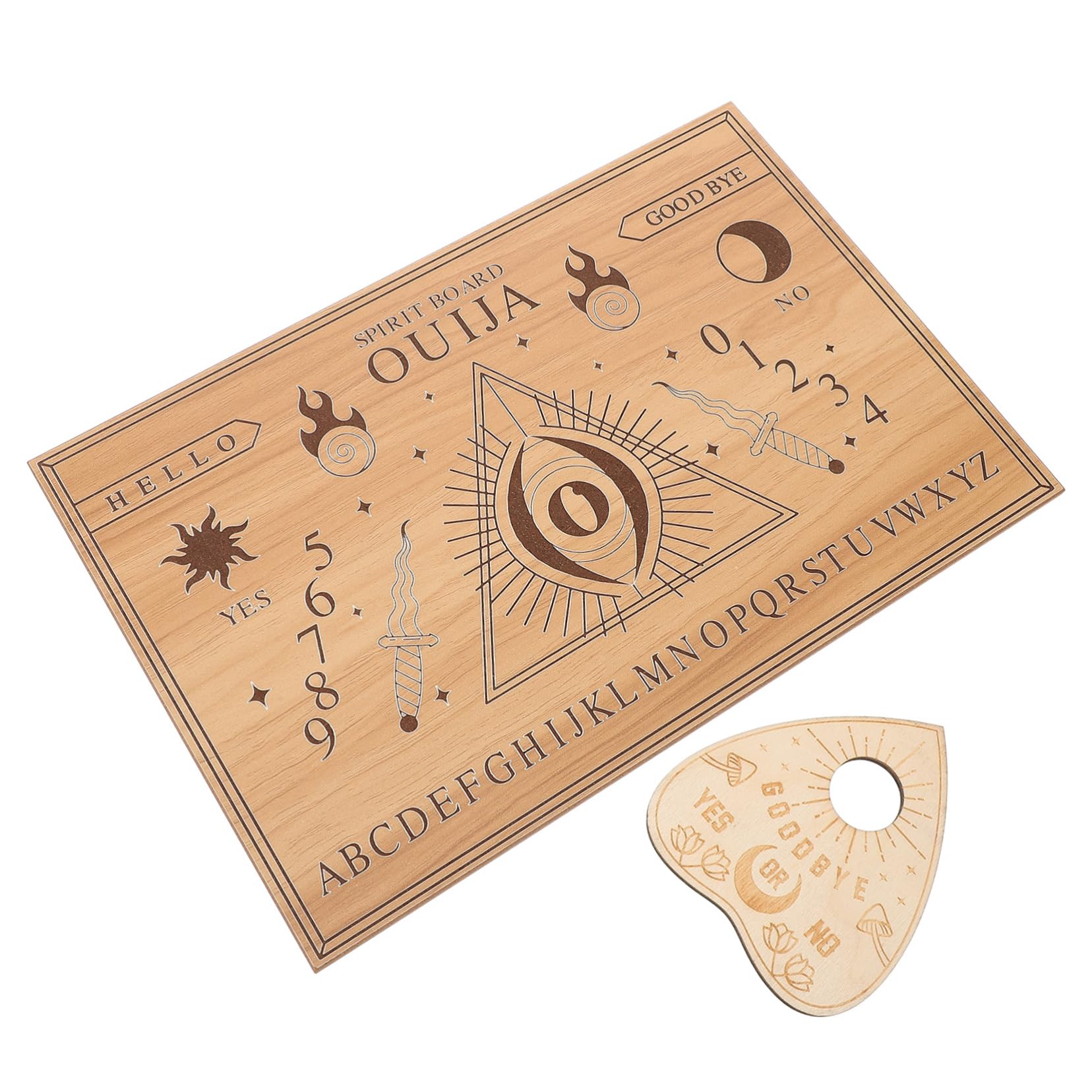 1 Ensemble Planchette Bois pour Divination avec Motif Géométrique et Œil Malin Accessoire Décoratif Bois pour Maison et Spirituelles