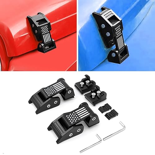 AGMRLX Pestillos de capó para Jeep Wrangler, kit de cierre de capó de aluminio compatible con Jeep Wrangler 2007-2017 JK 2018-2023 JL 2020-2023