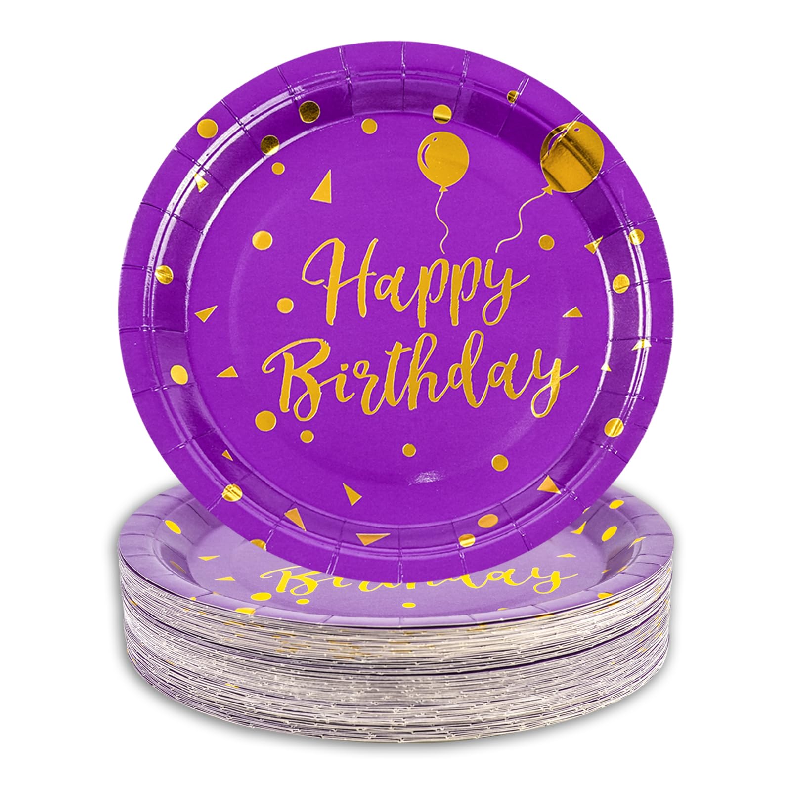 Platos de papel morados perfectos para decoraciones de cumpleaños, bodas y graduaciones
