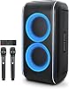 GKD62 Karaoke Machine for Adults Kids, 400W Portable Bluetooth Party Speaker with 2 Wireless Microphones, Built in AI Vocal Removal & Mic Priority, Records, Radio, Loud Sound for Home, DJ, Outdoor