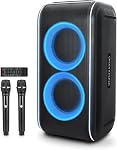 GKD62 Machine à karaoké pour adultes Enfants, 400W Haut-parleur Bluetooth portable avec 2 Microphones sans fil, construits dans AI Suppression vocale & Mic Priority, Records, Radio, Loud Sound for Home, DJ, Extérieur